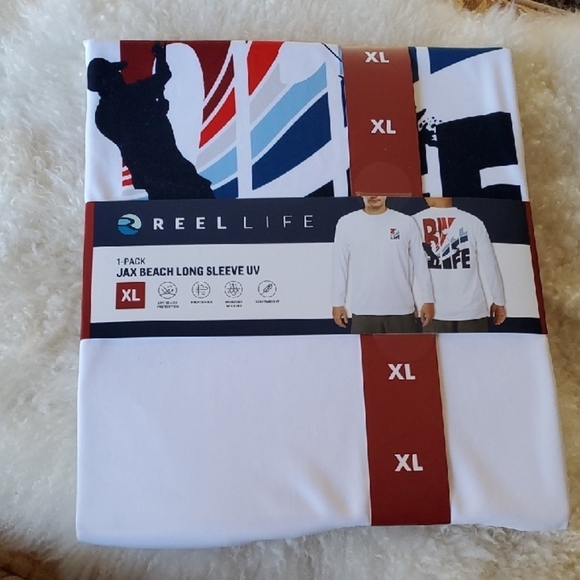 Reel Life Long Sleeve Shirt - White, Red, Blue - Picture 1 of 8
